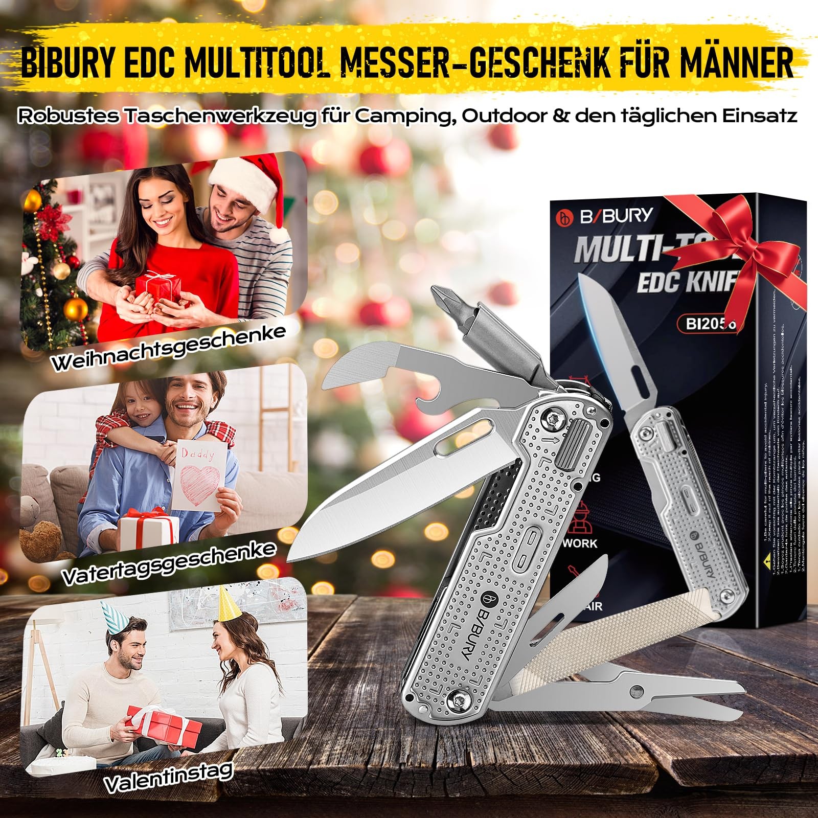 Father’s Day Gift for Dad, Pocket Knife EDC Multitool Stainless Steel, Gifts…