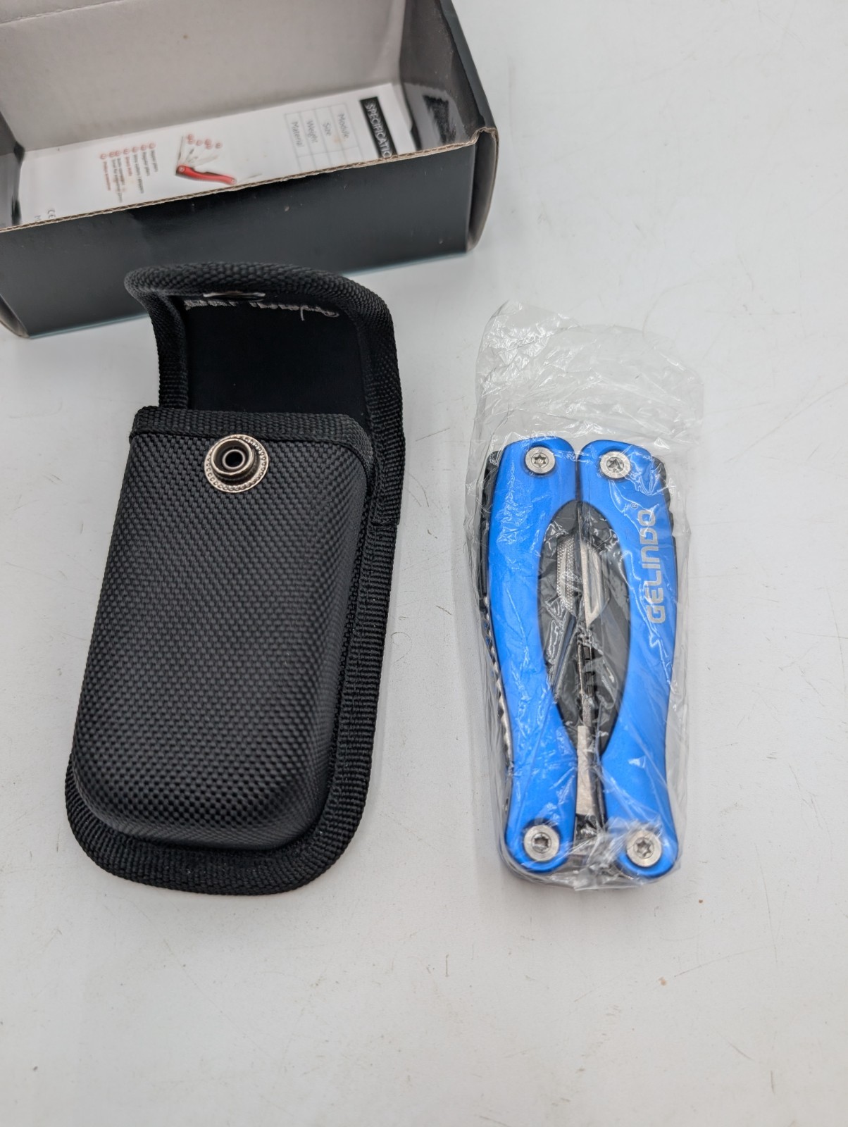 Gelindo Premium Multi Tool Pocket Knife Blue With Case Pliers Saw File OPEN BOX