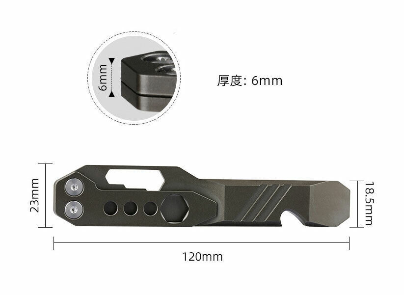 TC4 Titanium Alloy Pocket Pry Bar Pendant Crowbar opener Multi Keychain EDC Tool