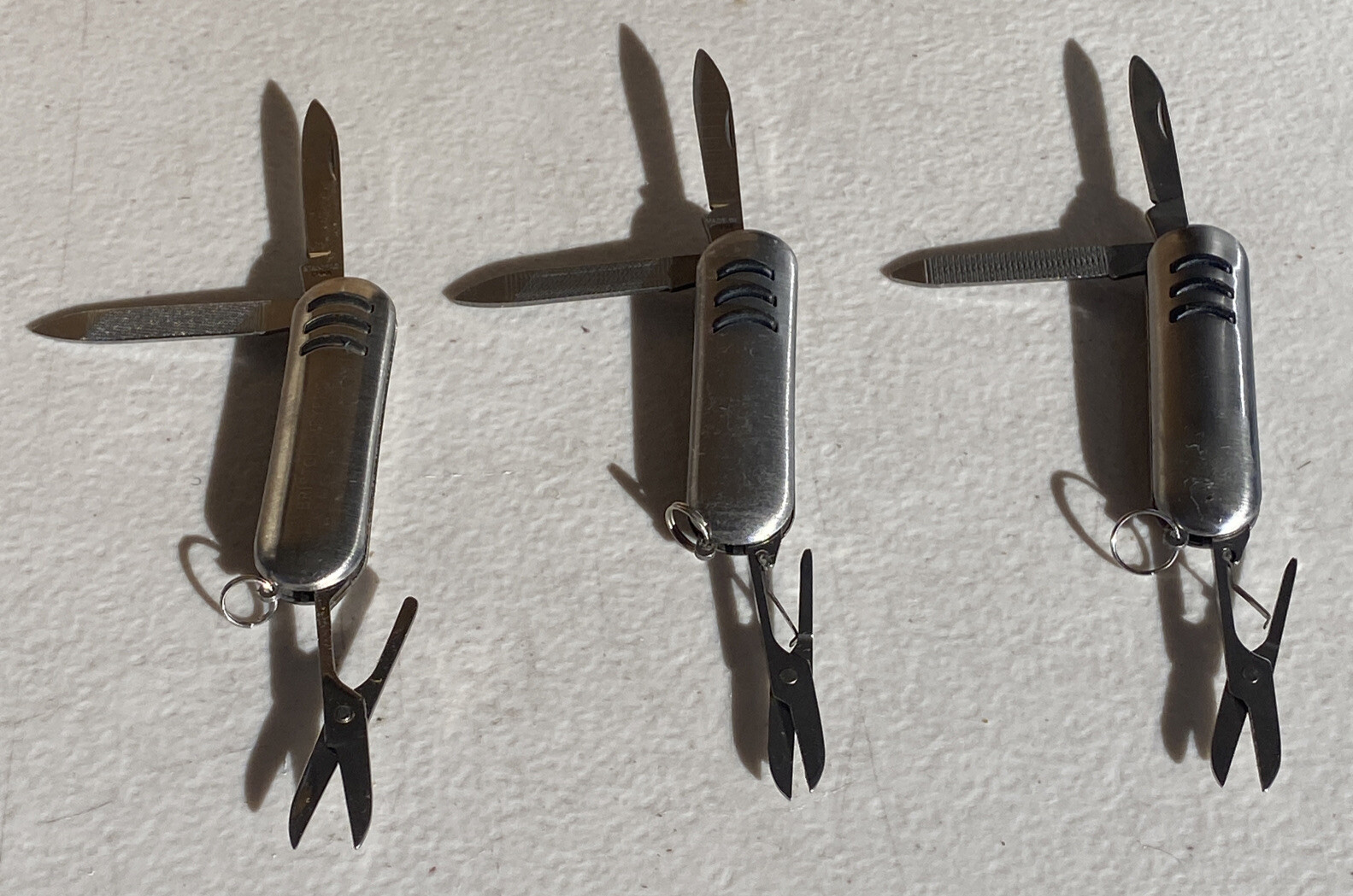 Lot Of 3 Multi-use 3-in-1 Pocket Knife 2″ Stainless Steel Knives (J)
