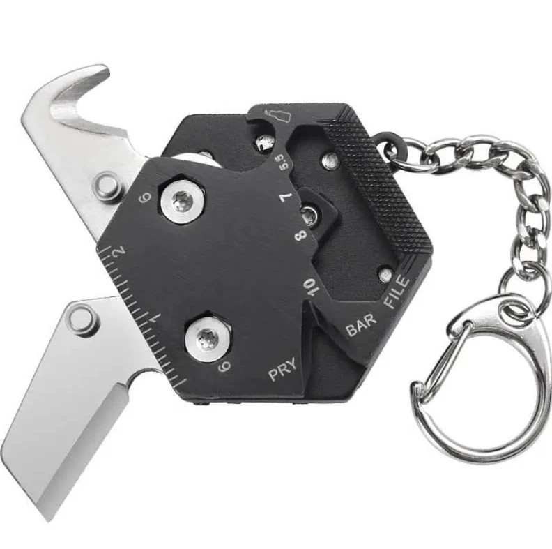 1pc Multifunctional Hexagon Coin Tool Keychain Knife Screwdriver Pocket Gear