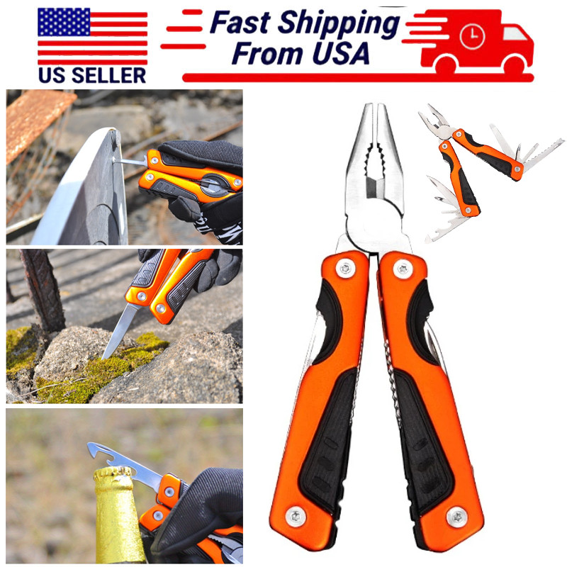 Stainless Steel Multi-Tool Plier with Folding Knife for Outdoor & Camping Use