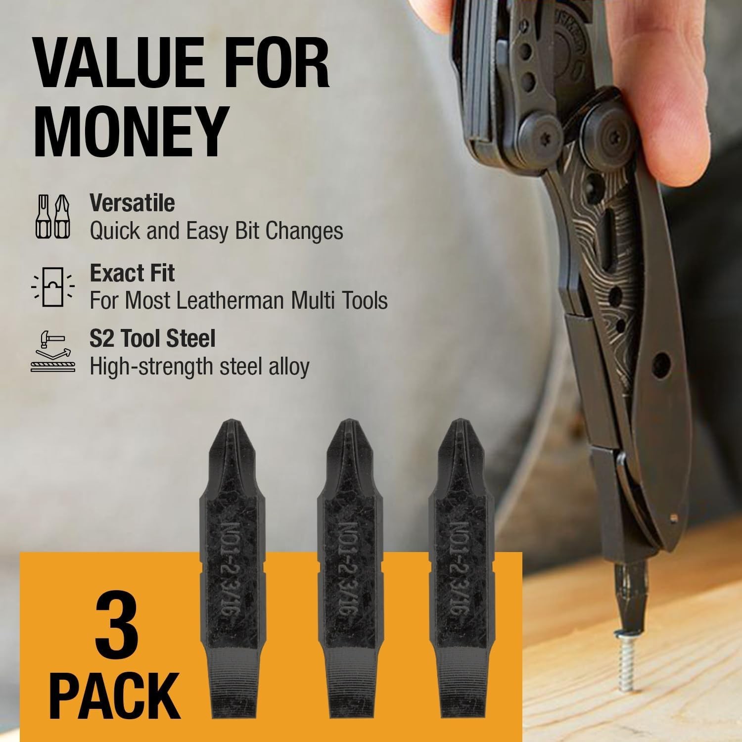 3 Pack Replacement TwoSided Screwdriver Bit For Leatherman MultiTool #1#2 Ph…