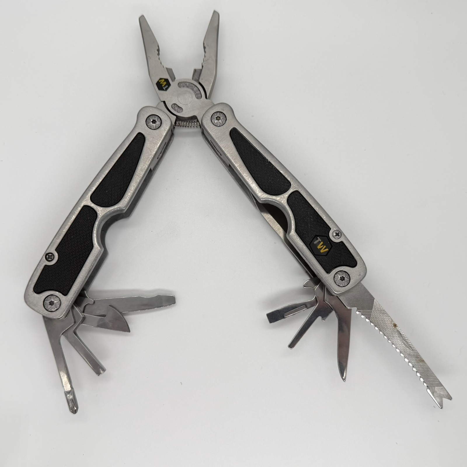 Tactical Workshop 11-in-1 Multi-Tool Stainless Steel Folding Pliers Black Handle