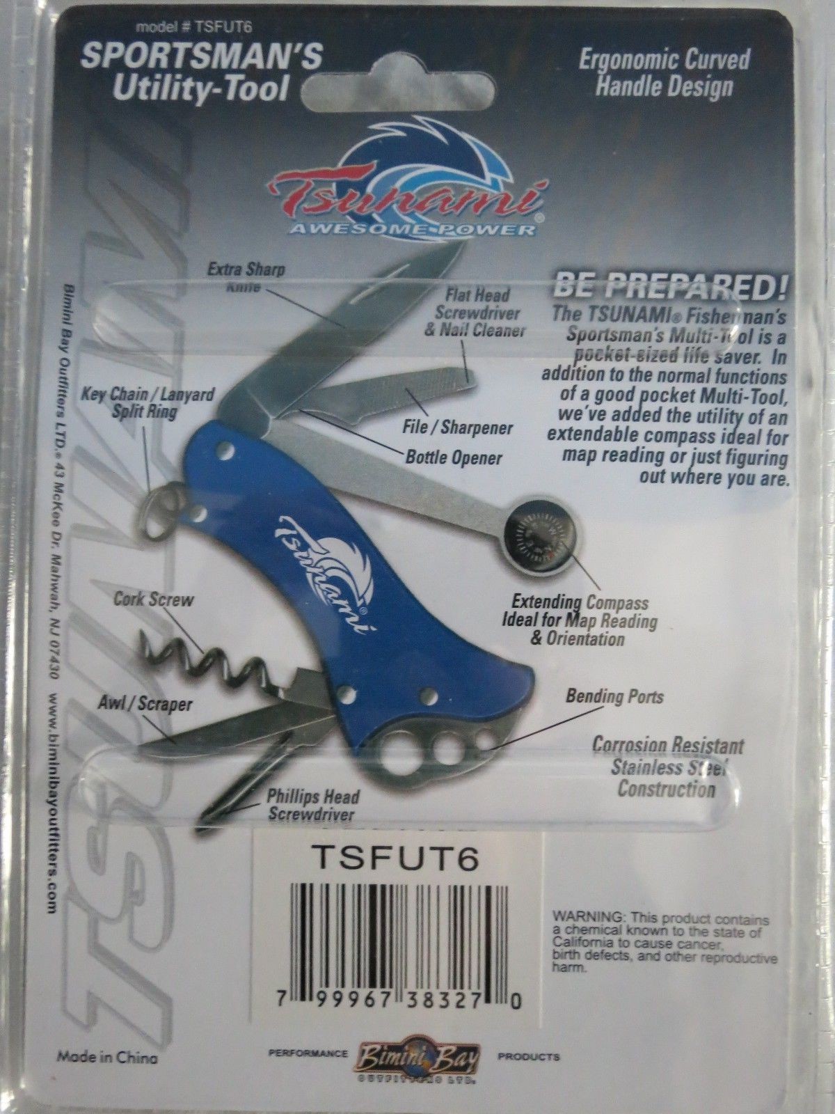 TSUNAMI SPORTSMAN’S UTILITY-TOOL CORROSION RESISTANCE SS w/ COMPASS #TSFUT6