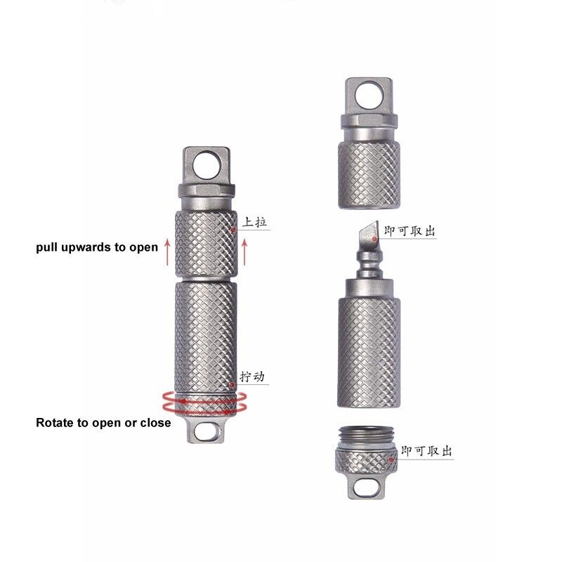 Mini Titanium Alloy Waterproof Case Portable Keychain Pendant EDC Multi Tool