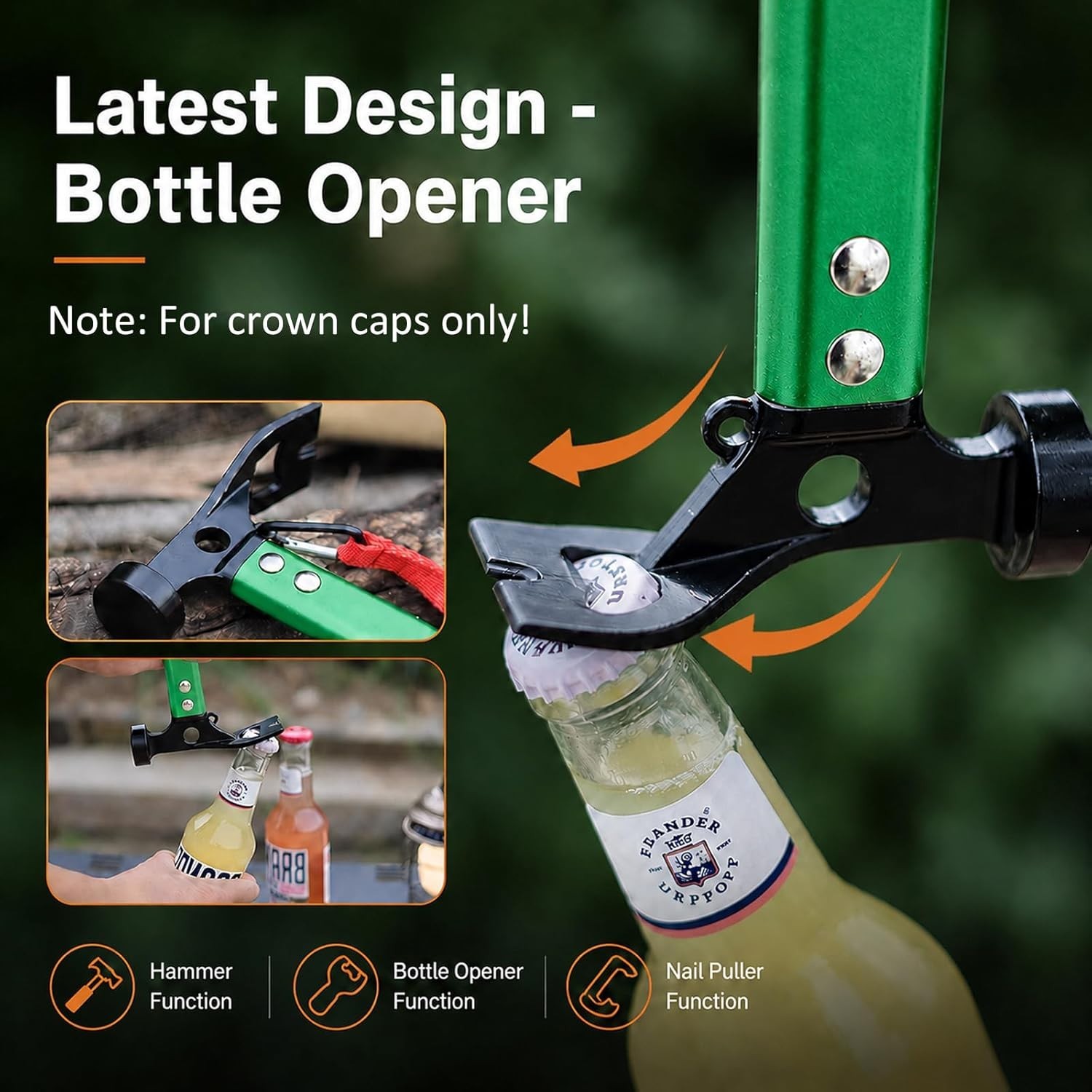 Bright Green Aluminum Camping Hammer – Lightweight & Functional for Outdoors