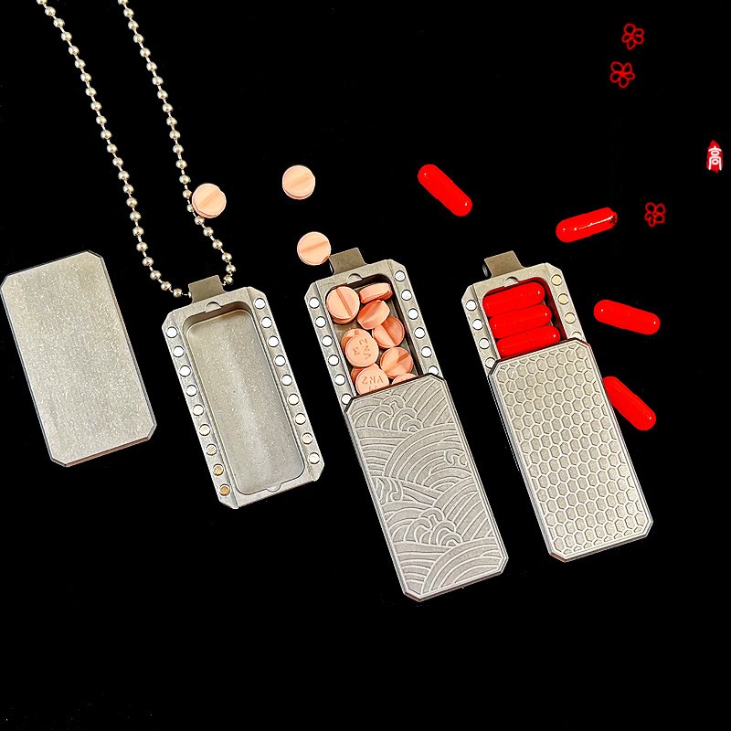 Titanium Alloy EDC Dog Tag Necklace Storage Box Mechanical Slider Fidget Toy