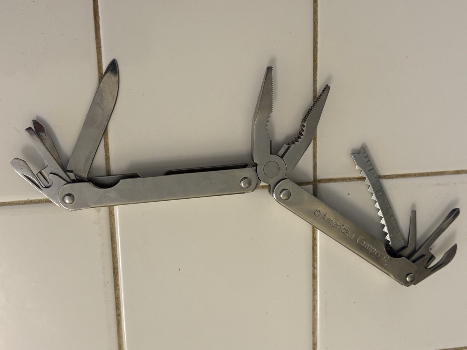 AMERICAN CAMPER Multi Tool-Knife, Pliers, Can Opener, Screwdriver Etc w/ Case