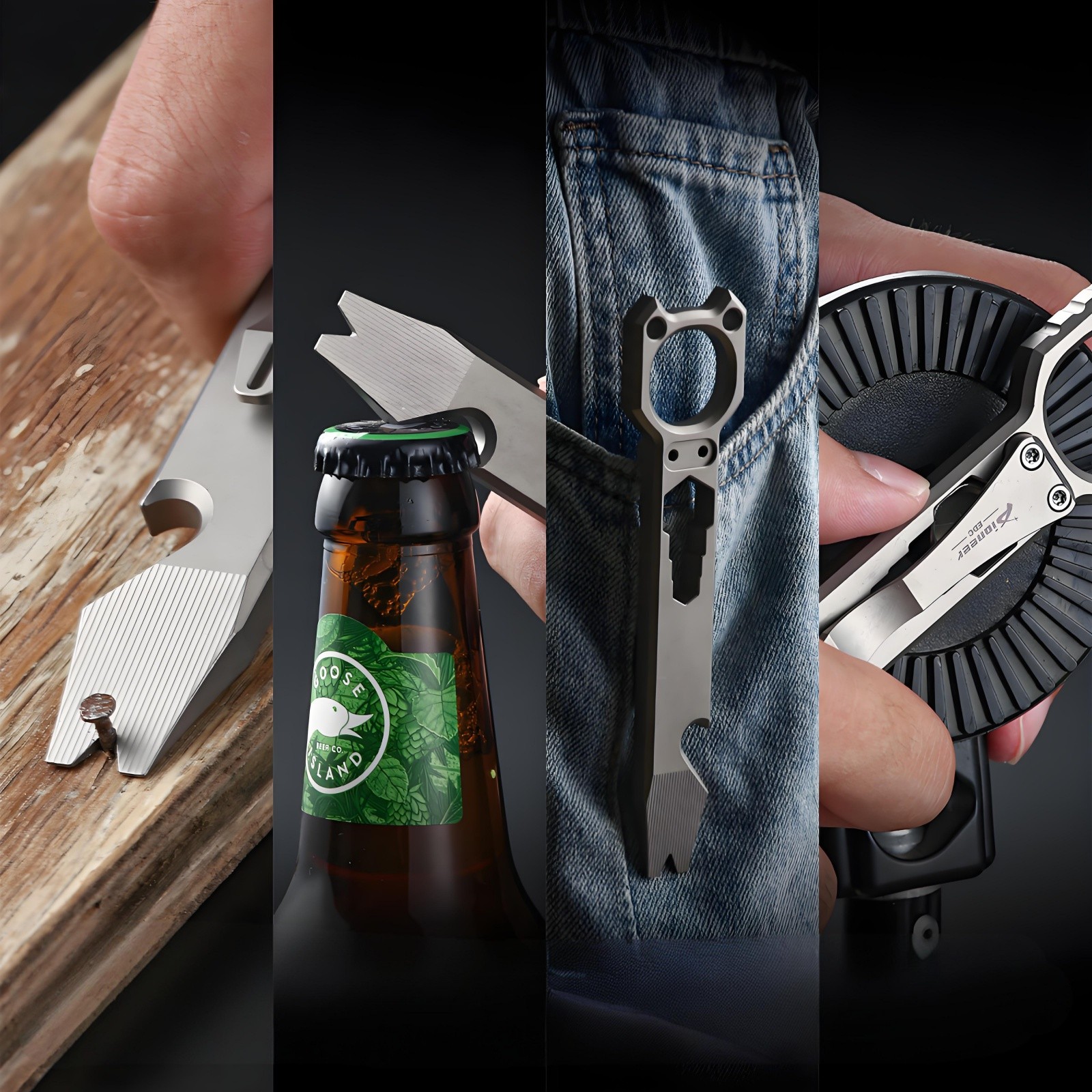 Multi-Tool Bottle Opener EDC Pry Bar Wrench Outdoor Camping Gear Titanium Alloy