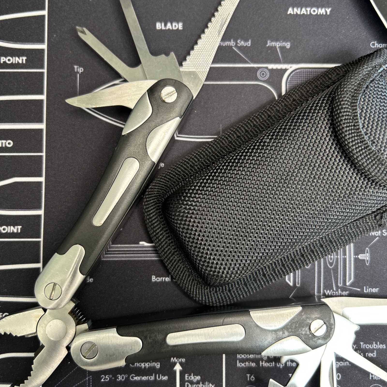 Multi Tool Pliers & Pocketknife Lot of 2 Stainless W/Sheat Camping EDC VGUC