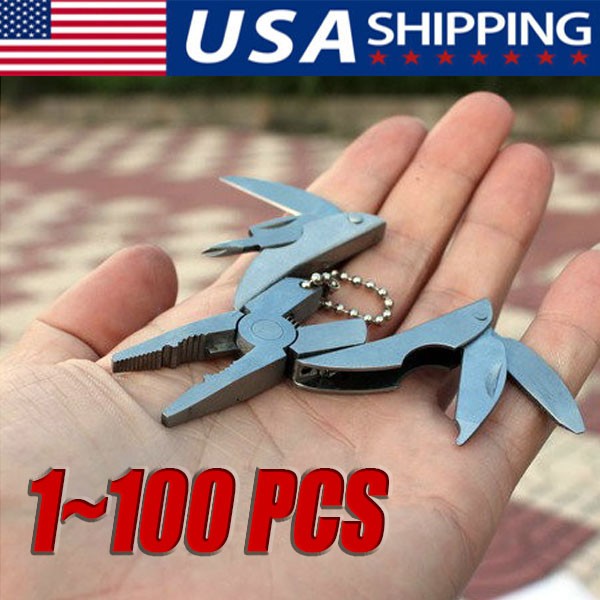 Pocket Multi Tool Pliers Mini Folding Key Chain Fishing Camping Small Pliers Lot