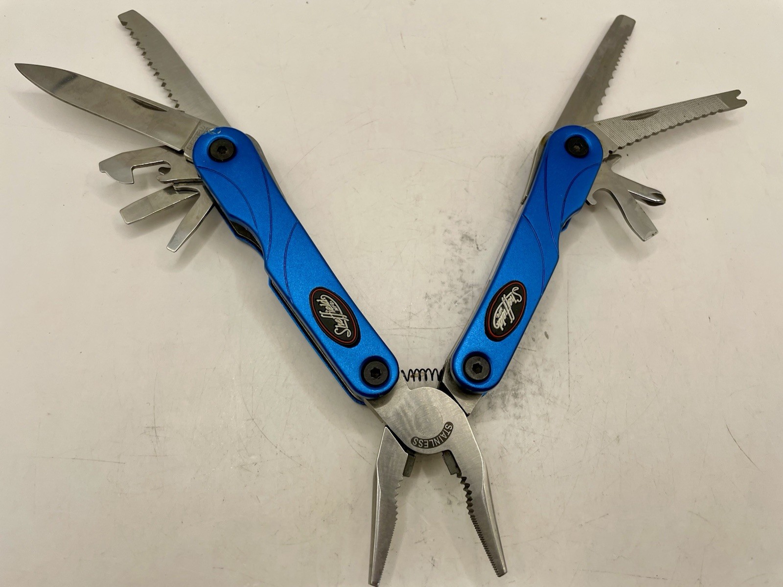 SHEFFIELD Stainless Steel Compact Multi-Tool 10 Tool w Nylon Case Turquoise NICE