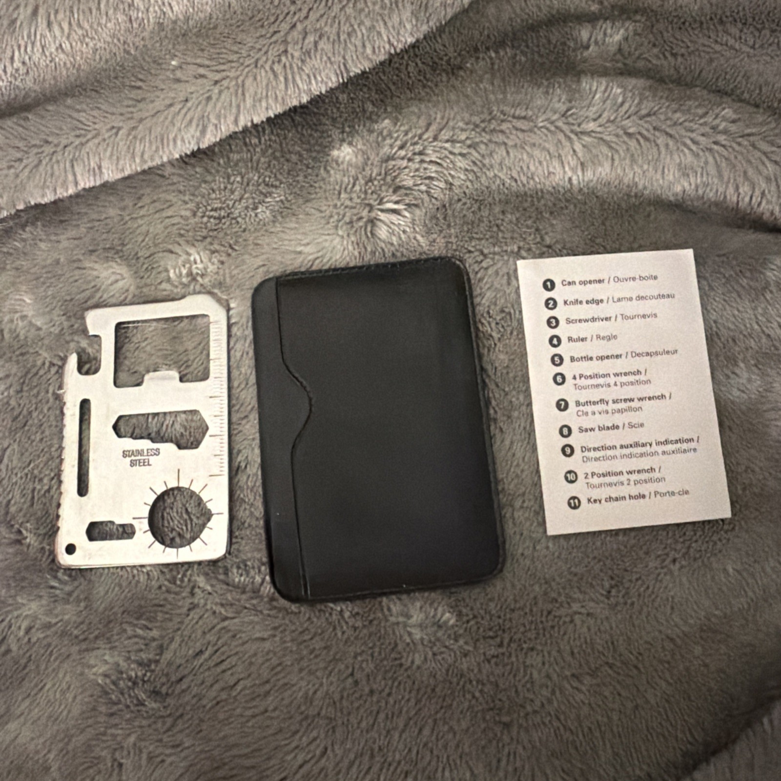 Stainless Steel 11 in 1 Wallet Multi Tool Knife Survival Camping w/Sleeve