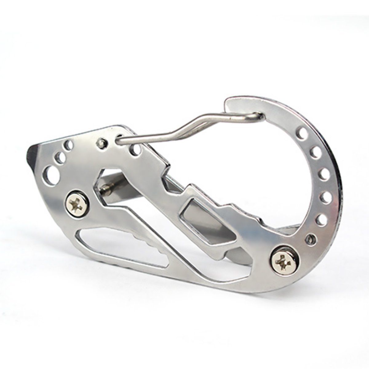 Stainless Multi Tool EDC Pocket Survival Carabiner Screwdriver Keychain Wrench