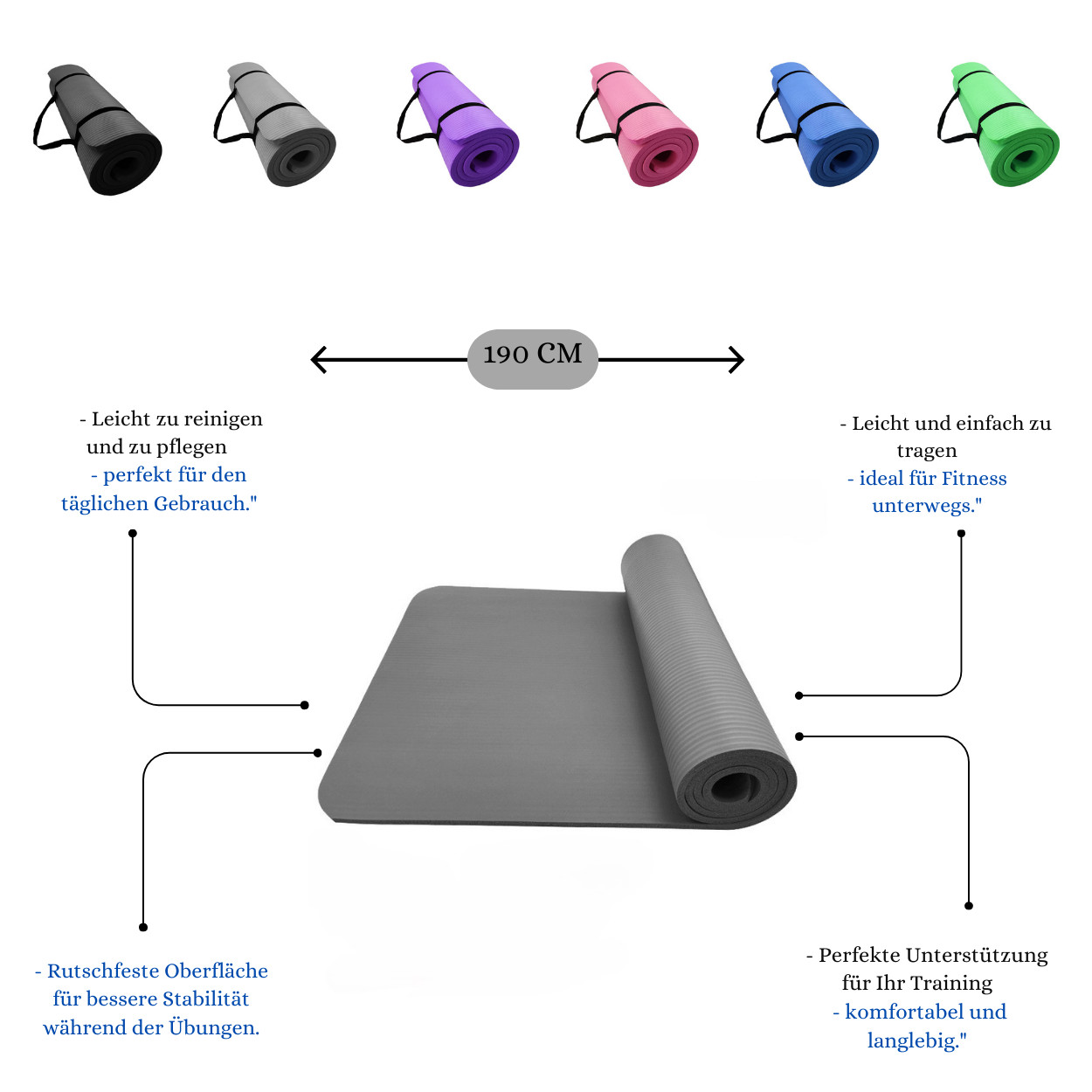 Non Slip Yoga Mat & Fitness Mat – Pilates, Gymnastics & Sports Mat