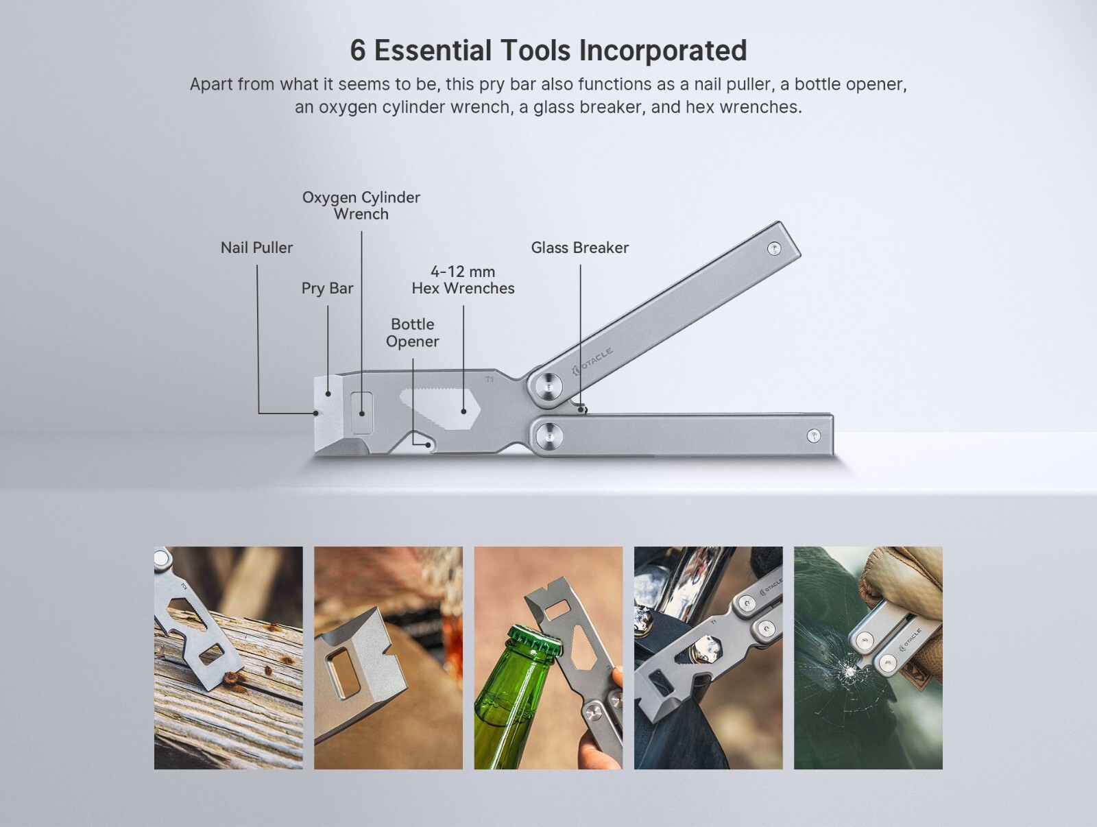Olight Oknife Otacle T1 Titanium Multifunctional Butterfly Pry bar, 6-in-1 Tool