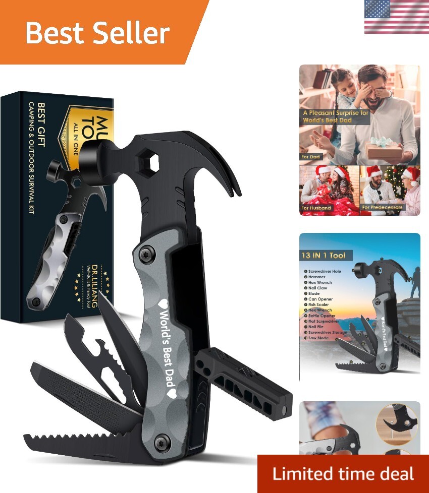 Compact 13-in-1 Stainless Steel Hammer Tool – Essential for Camping and Repairs