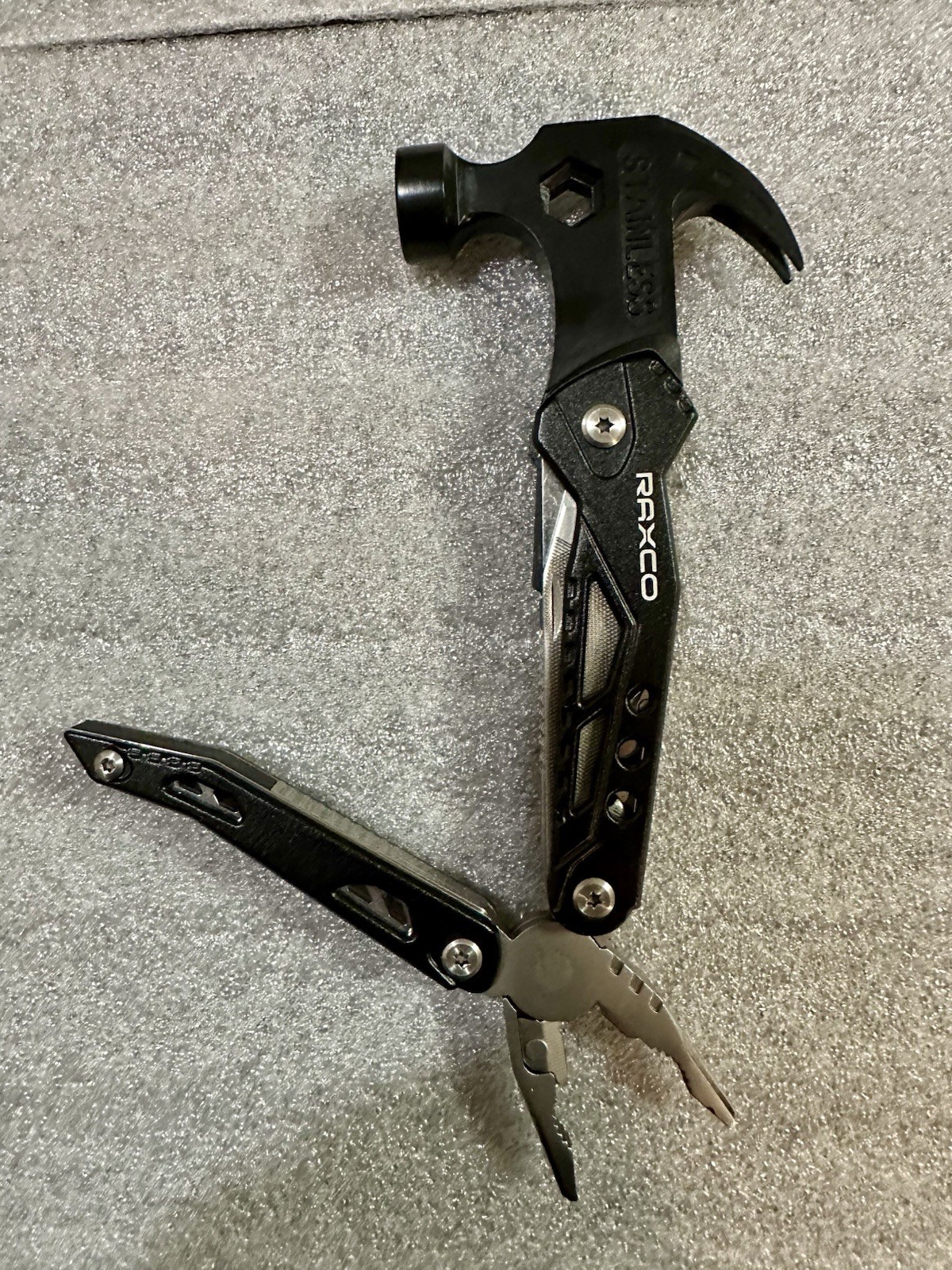 RAXCO 14-in-1 Multitool Hammer Pliers Knife Saw Screwdriver with Nylon Sheath