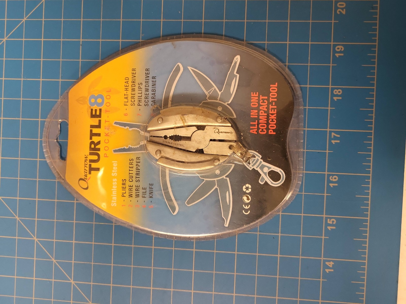Quarrow Turtle8 Stainless Steel Compact Multi-Tool Keychain 8-in-1 Pocket Tool E
