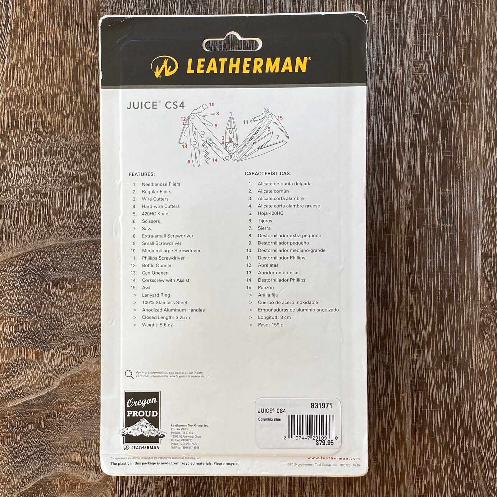 Collectible, Sealed In Blister, Leatherman Juice CS4 Columbia Blue multitool.