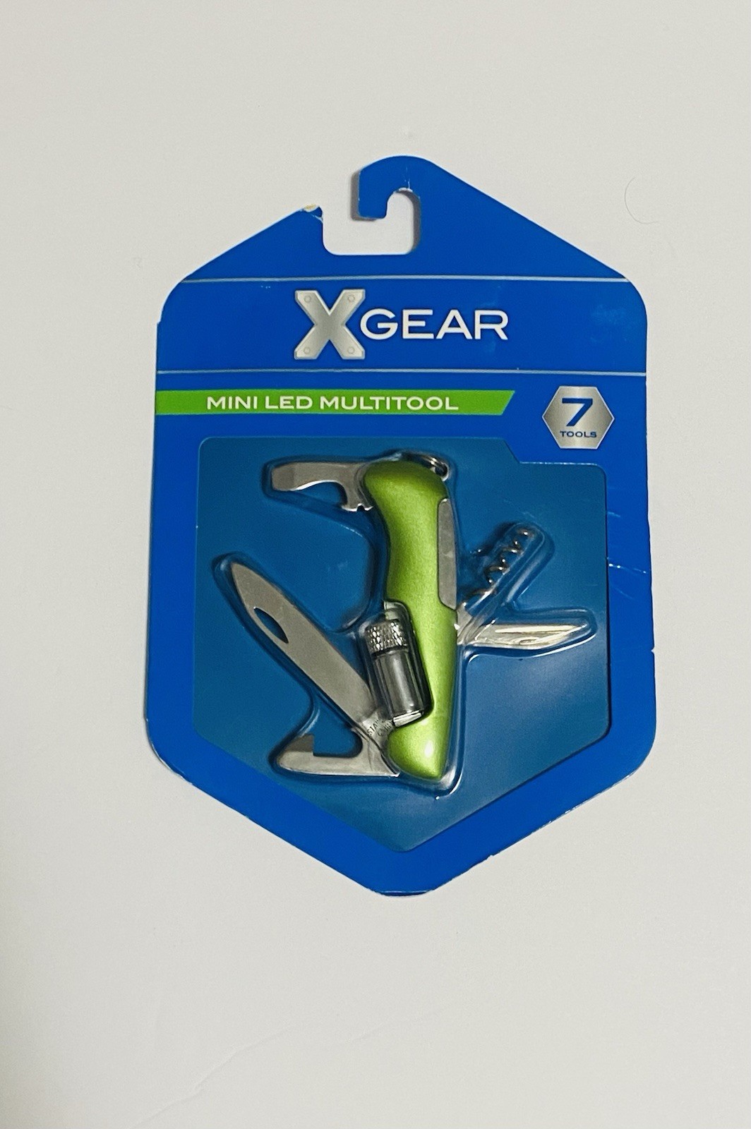 X Gear Mini LED Multitool Knife ~ 7 Tools ~ Green~ NIP ~ Free Shipping
