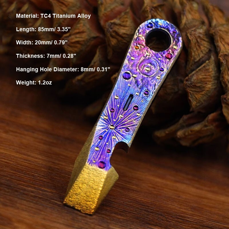 EDC Titanium Alloy Meteorite Pattern Multi Tools Pry Bar Crowbar Opener Outdoor