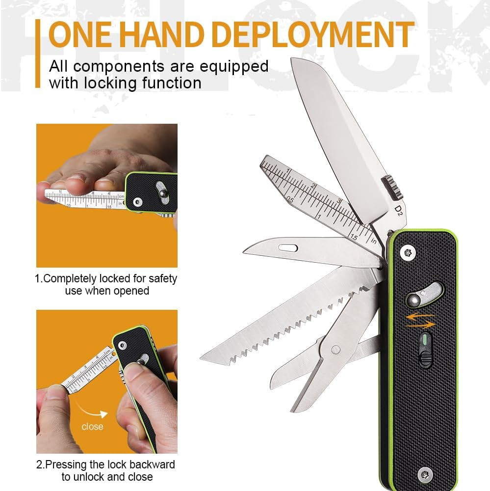 S503G 9 in 1 Mini Multi Tool EDC Pocket Knife Multitool with G10 Handle,Scissors