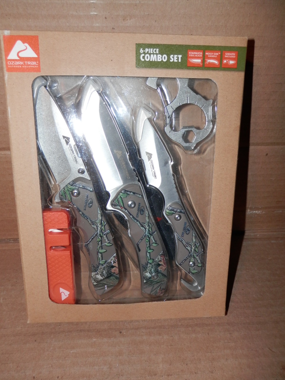 Ozark Trail 6 Piece Combo Knife set Sharpener 7-1 multi-function tool & more