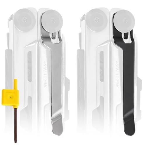 2-Pack Stainless Steel Pocket Clips for Multi-Tools – Black & Silver – Easy Inst