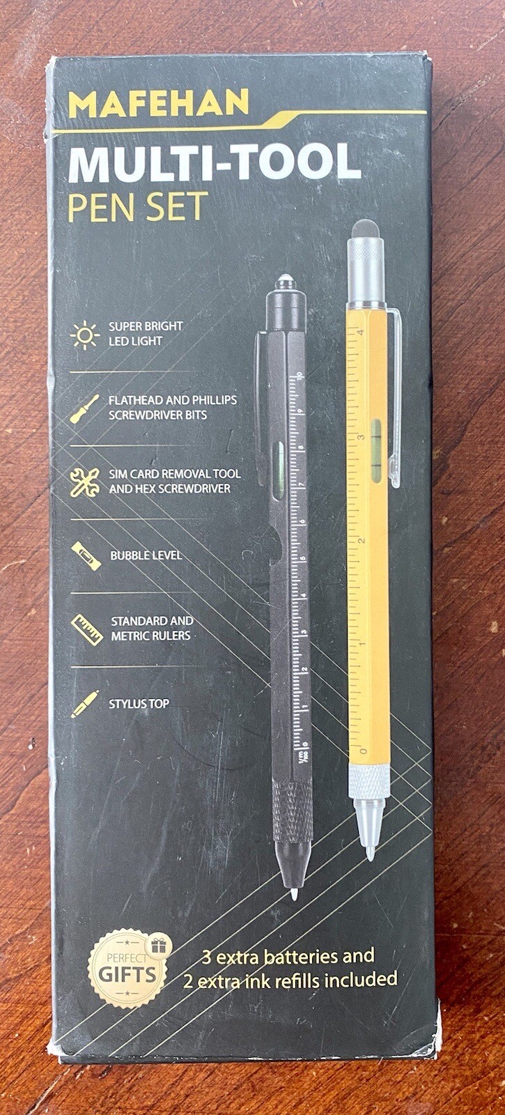 MAFEHAN 10 in 1 Multi-Tool Pen Set sim card stylus led level ruler screw drivers