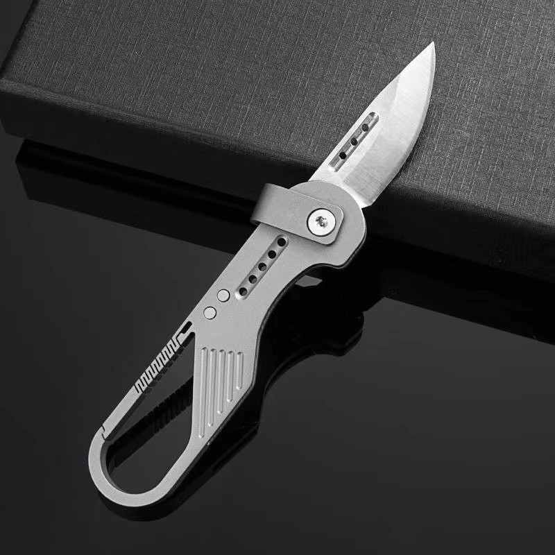 Titanium Alloy Keychain Folding Knife Portable Hiking Camping EDC Tool Outdoor