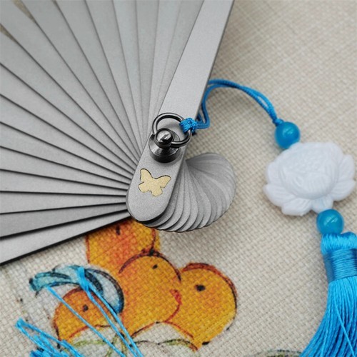 9” Titanium Alloy Folding Fan Martial Arts Portable Kung Fu Tai Ji Butterfly