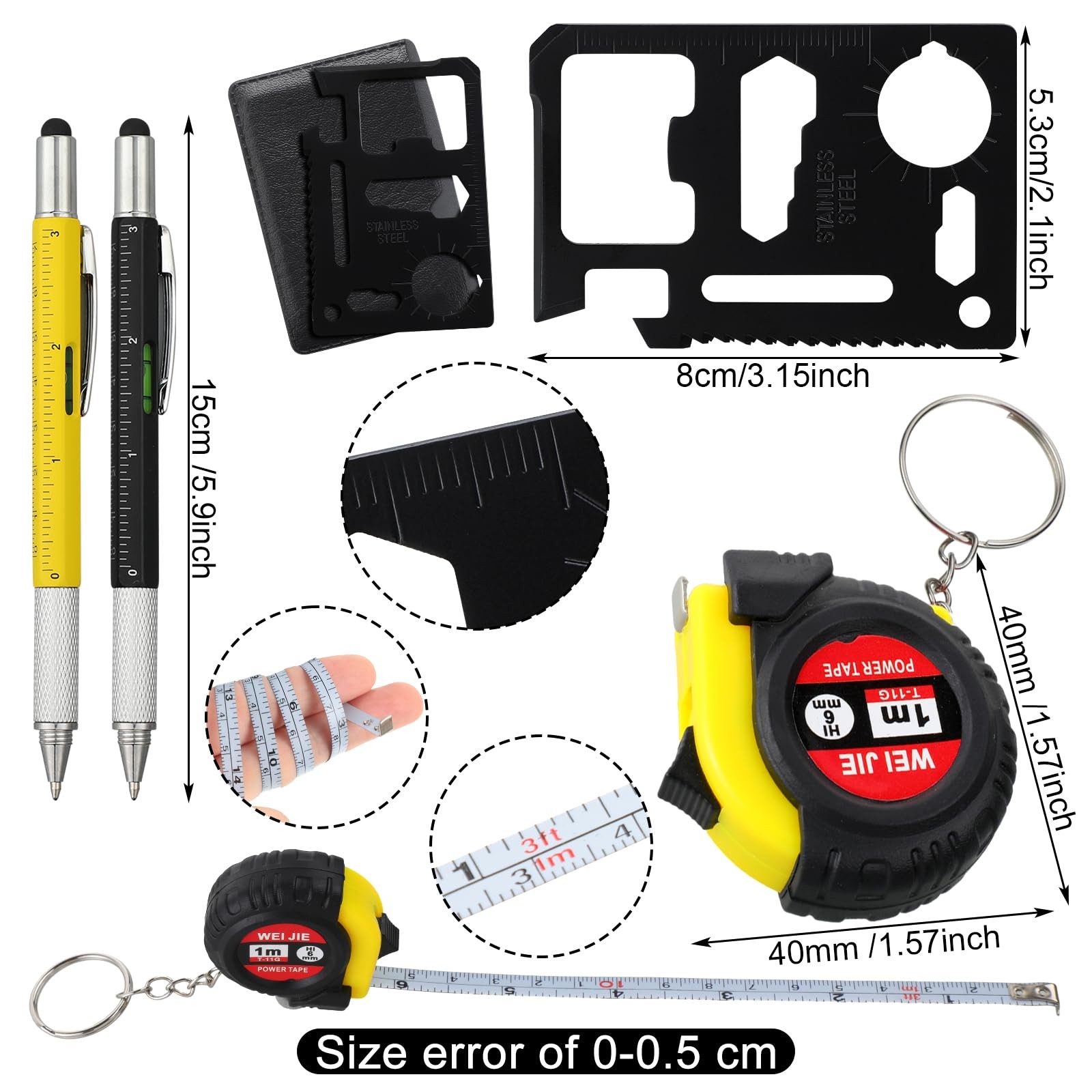 30 Pcs Mini Tape Measure Screwdriver Helmet Set Multitool Pen Credit Card Fat…