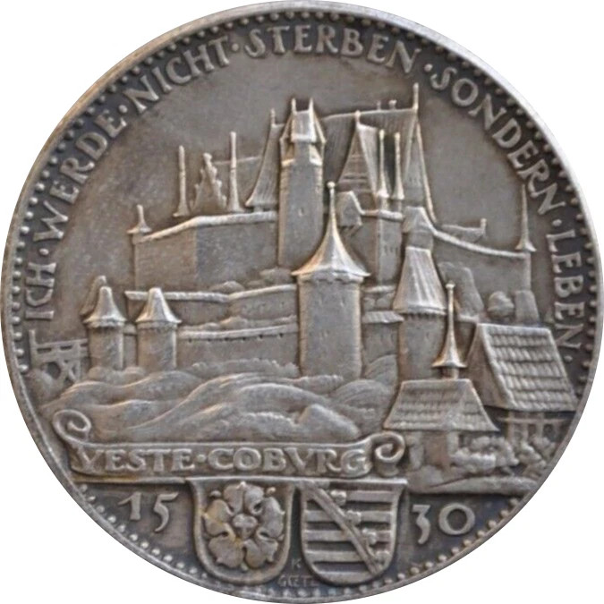 Germany 1930 City View Unc Silver High Relief Medal Saxe Coburg Veste Castle Rar