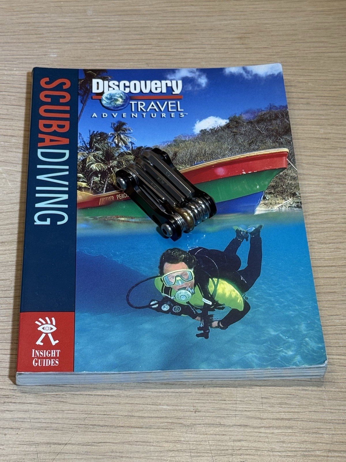 8-in-1 Scuba Diving 2.5″ Black Mini Compact Multi Dive Tool & Scuba Book Combo