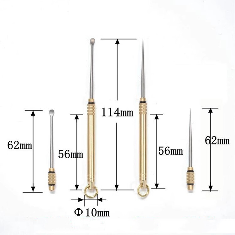 New Brass Outdoor Titanium Alloy Multi Pendant Mini Tool Whistle Ear Spoon Ruler