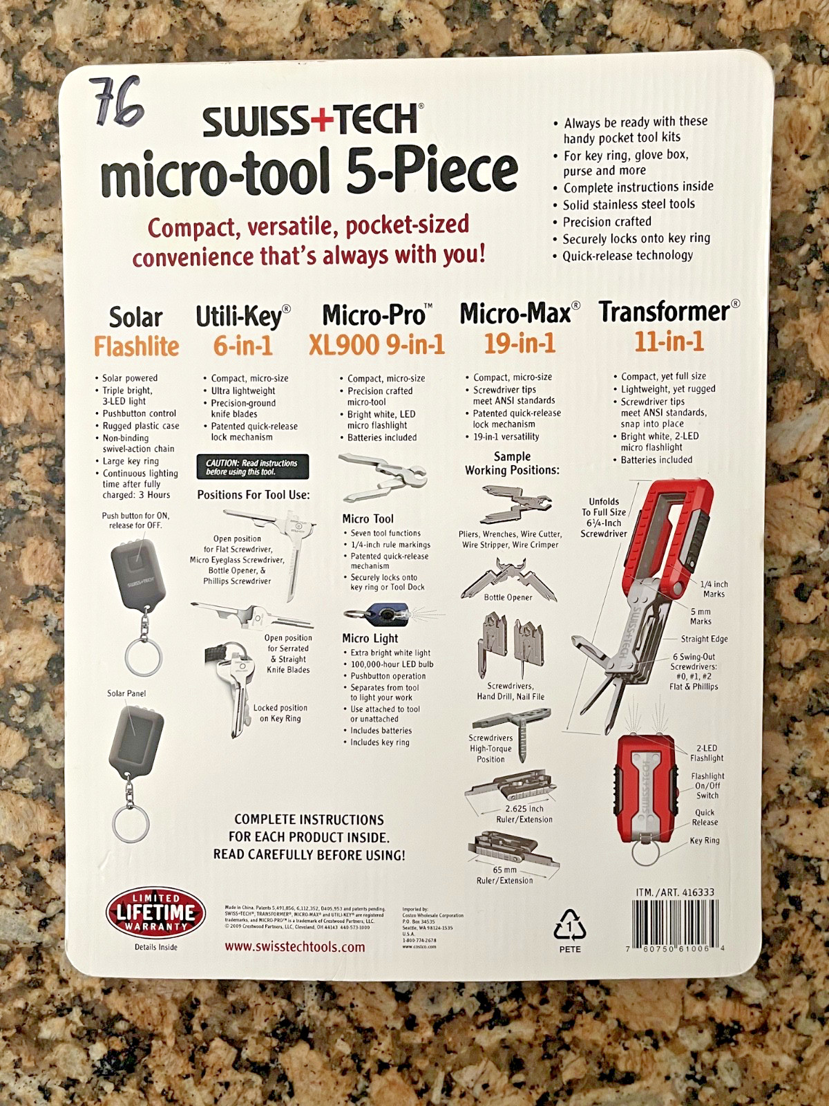 SWISS+TECH 416333 Micro-Tool 5-Piece Set, New-Sealed, Key Ring Tool Set