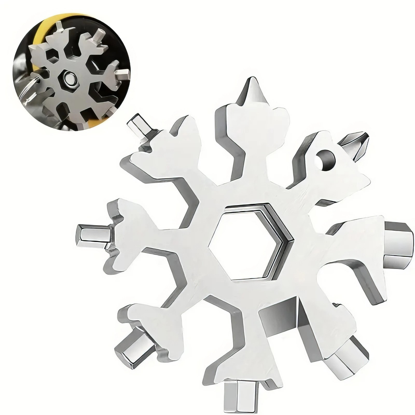 Multi Tool Snowflake Stainless Steel Wrench Bottle Opener Keychain Camping Gear