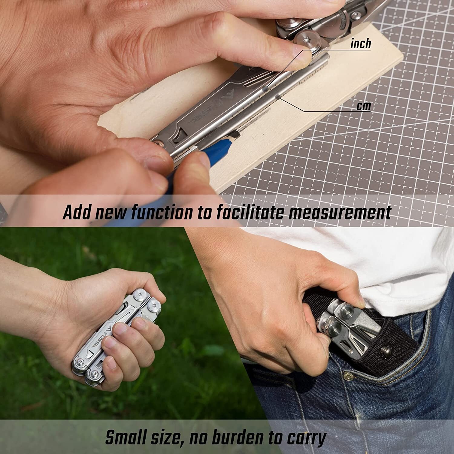 Multitool 16-in-1 Multitool Plier Folding Pocket Tool Pw/Sheath Black/Sliver NEW
