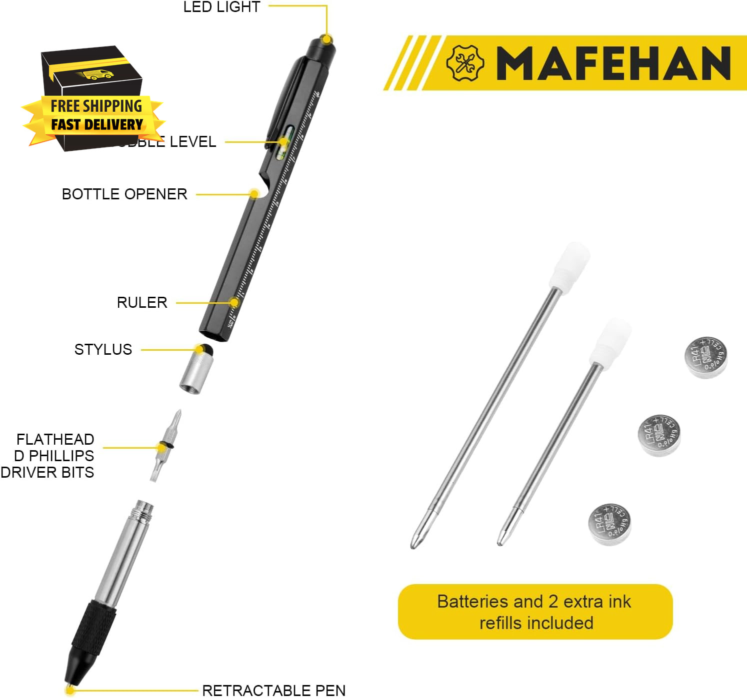 Fathers Day Dad Gifts from Daughter Son Wife, 9-In-1 Multitool Pen with LED Lig