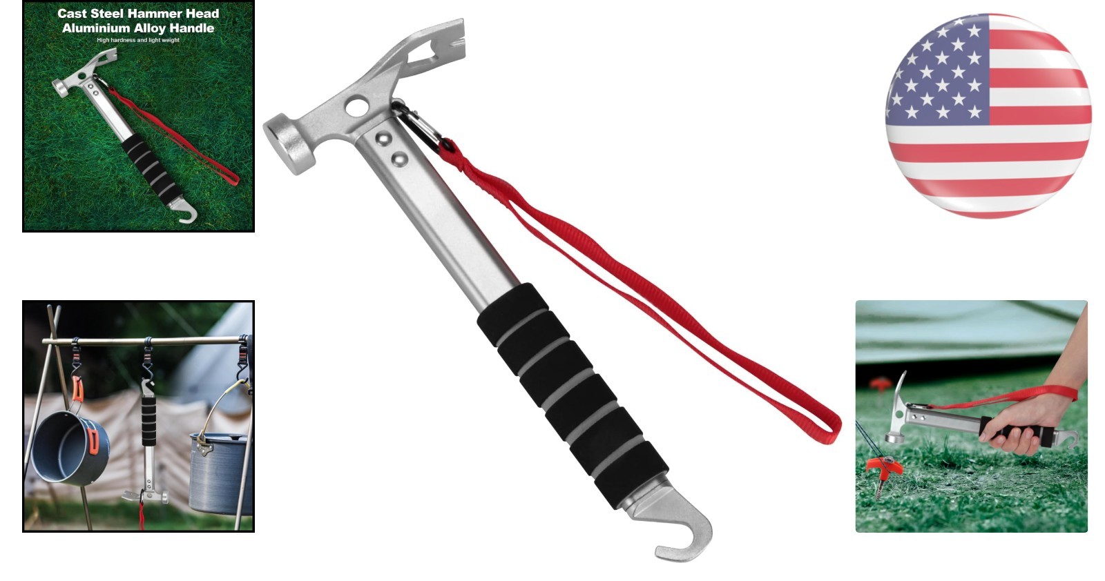 Durable Aluminum Tent Stake Hammer with Puller – Lightweight & Ergonomic Design