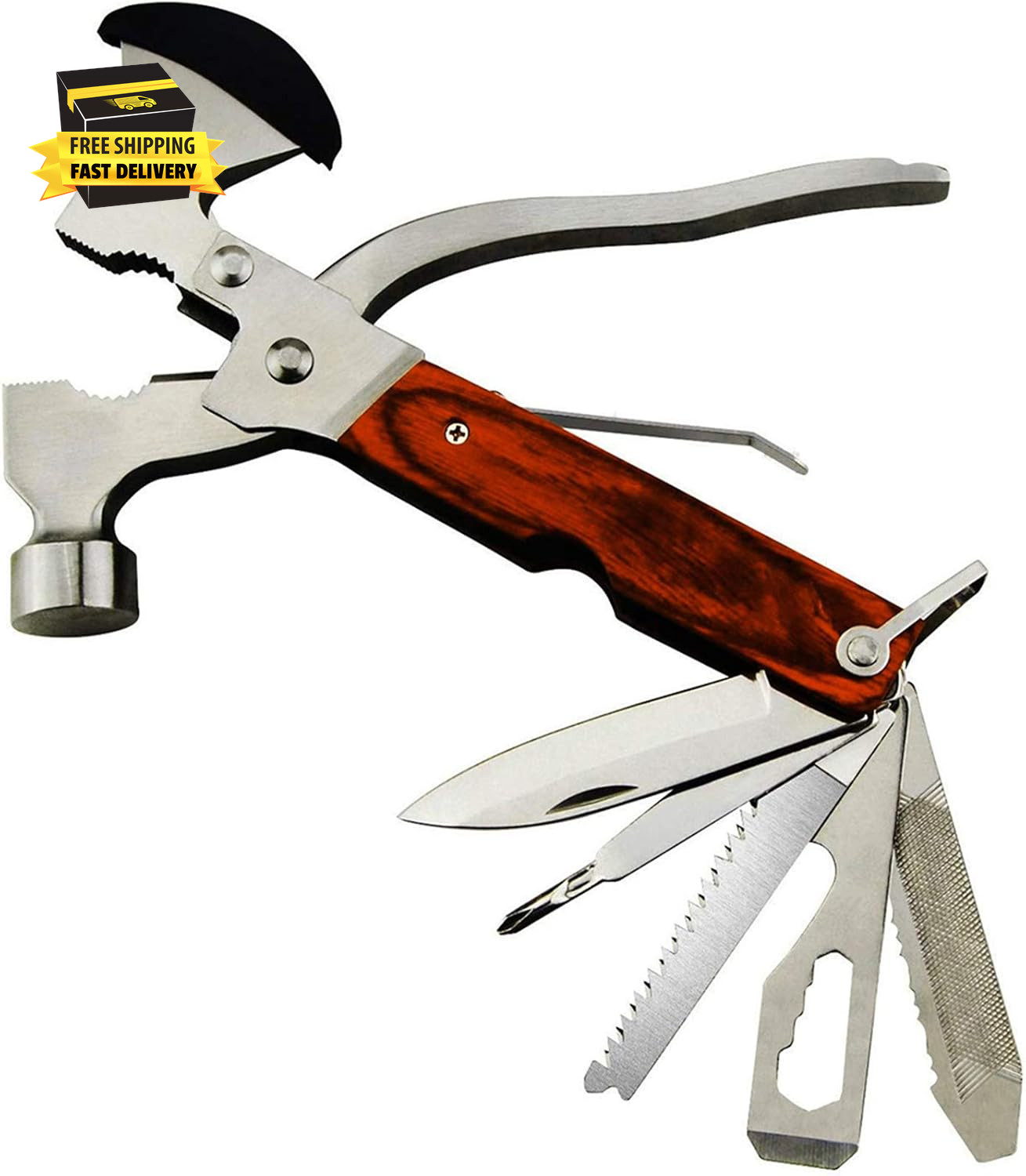 18-In-1 Multitool Camping Axe Hammer, Multi Tool with Plier, Knife, Bottle Opene