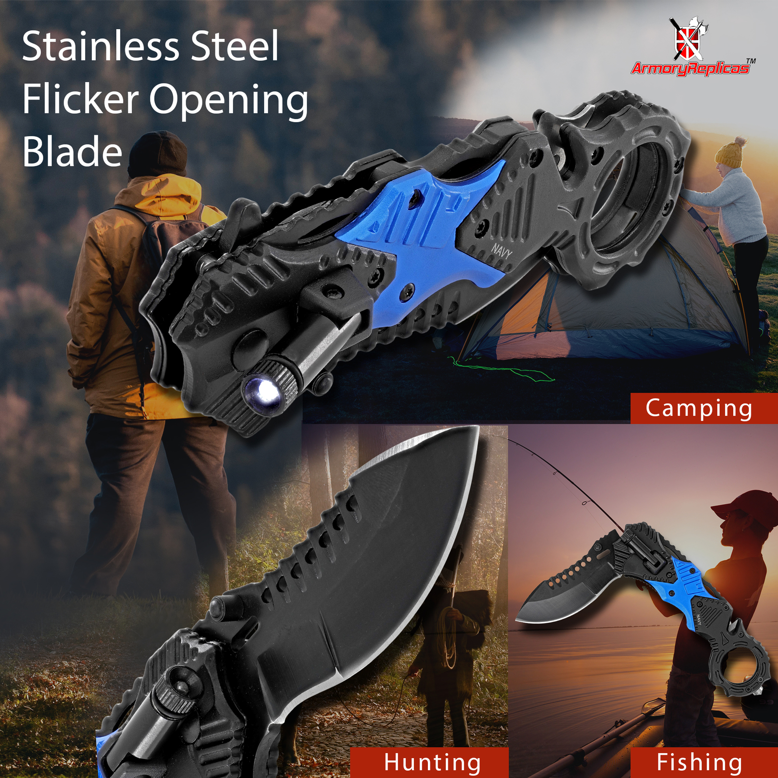 Amphibious Assault Floodlight Knife | Tactical Navy Military Emergency Pocket