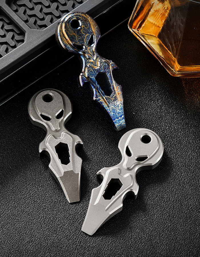 1PC Titanium Skull Multi-Tool Pry Bar Crowbar Bottle Opener Pocket Outdoor EDC