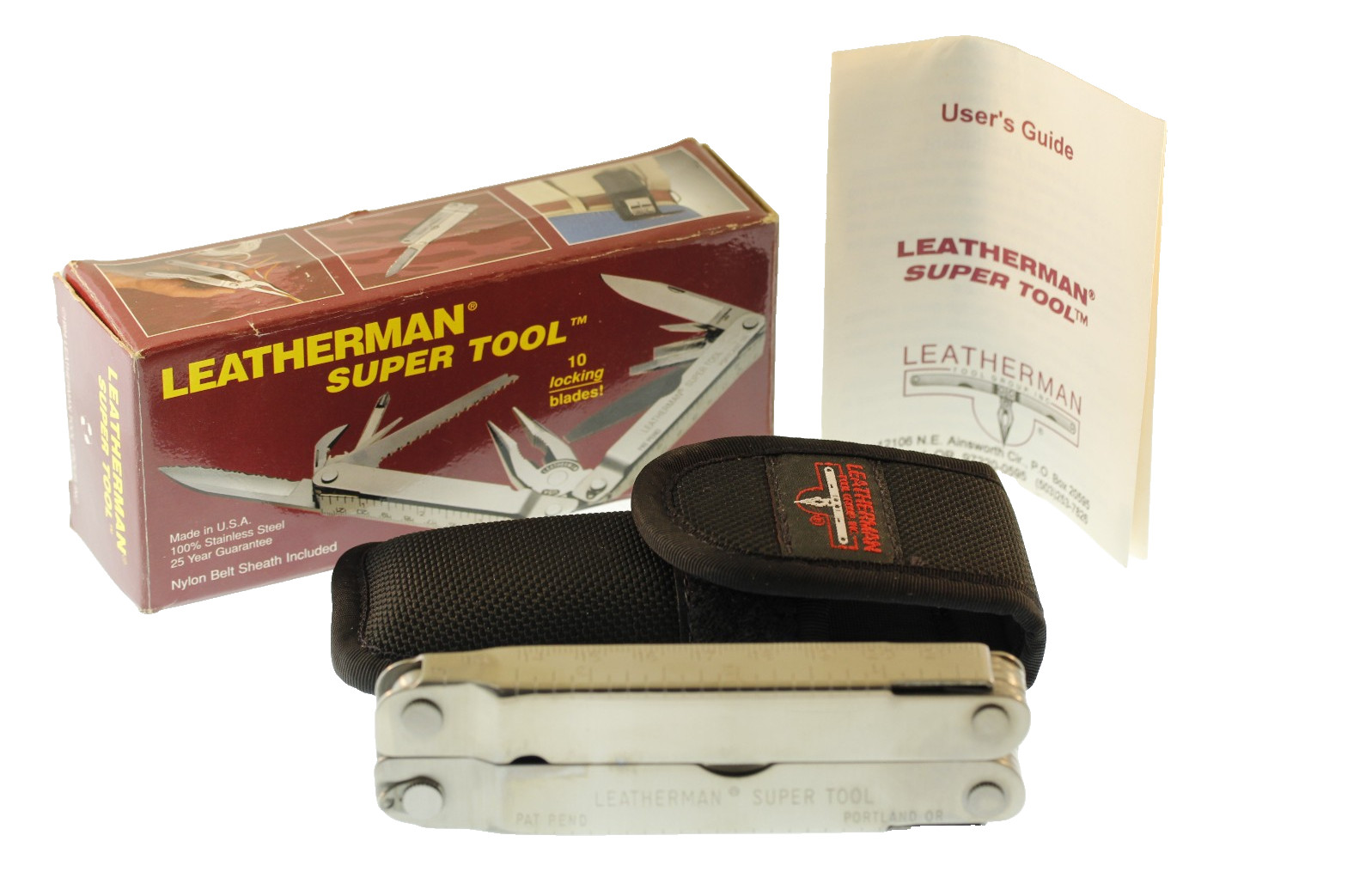 Vintage Unused Leatherman ® Super Tool ™ with Box Papers and Nylon Sheath ©1994