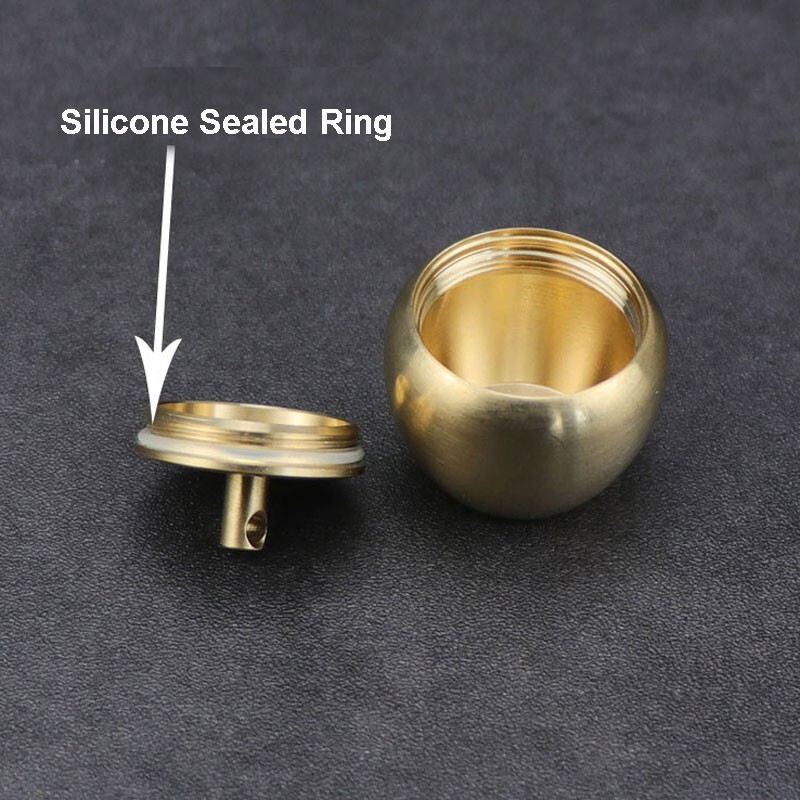Brass Keychain Waterproof Storage Box Sealed Pill Capsula Portable Tank EDC Tool