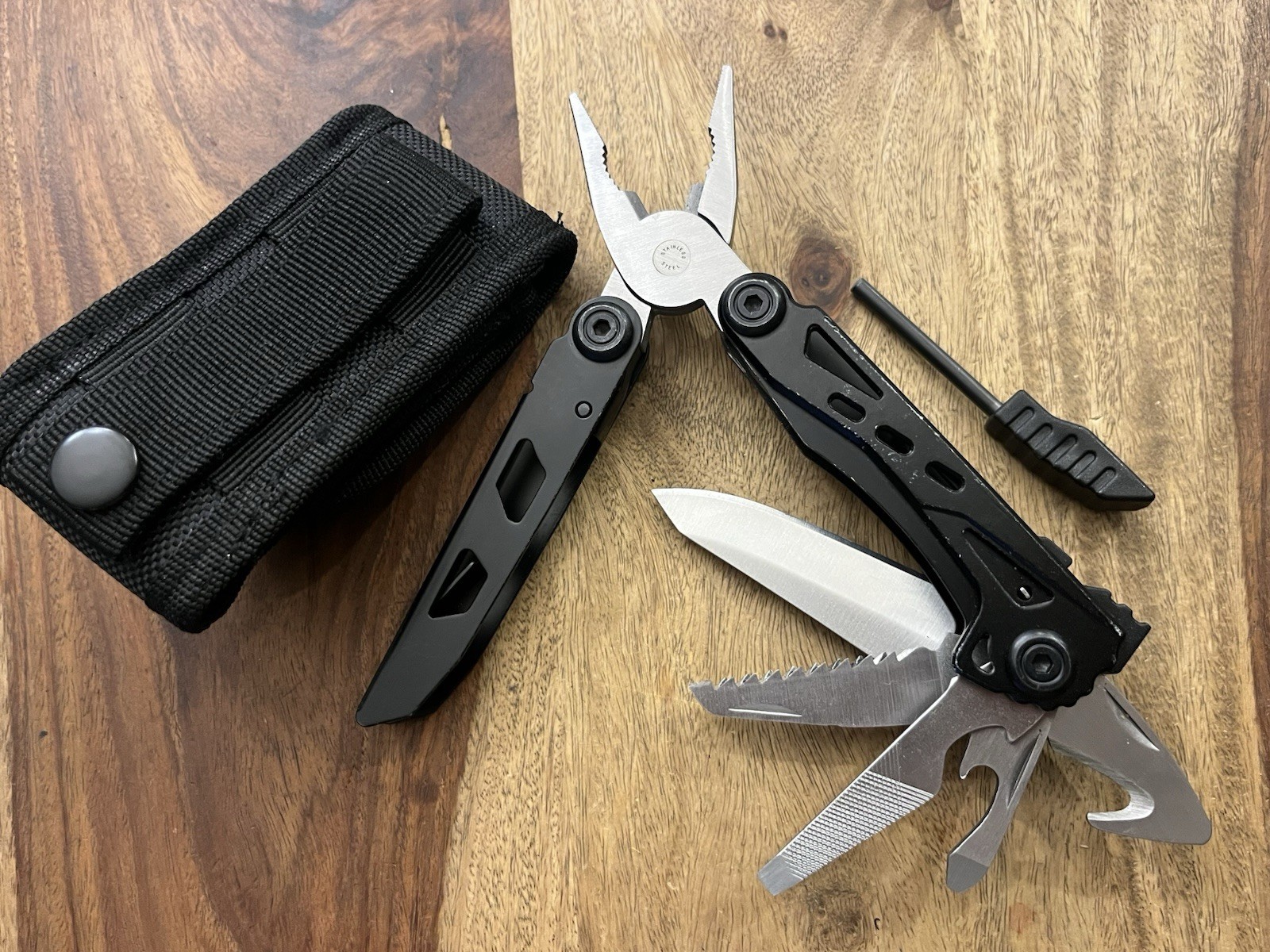 Basecamp Firestarter 11- in 1- 420 Stainless Steel Multitool Nice w/Molle Sheath