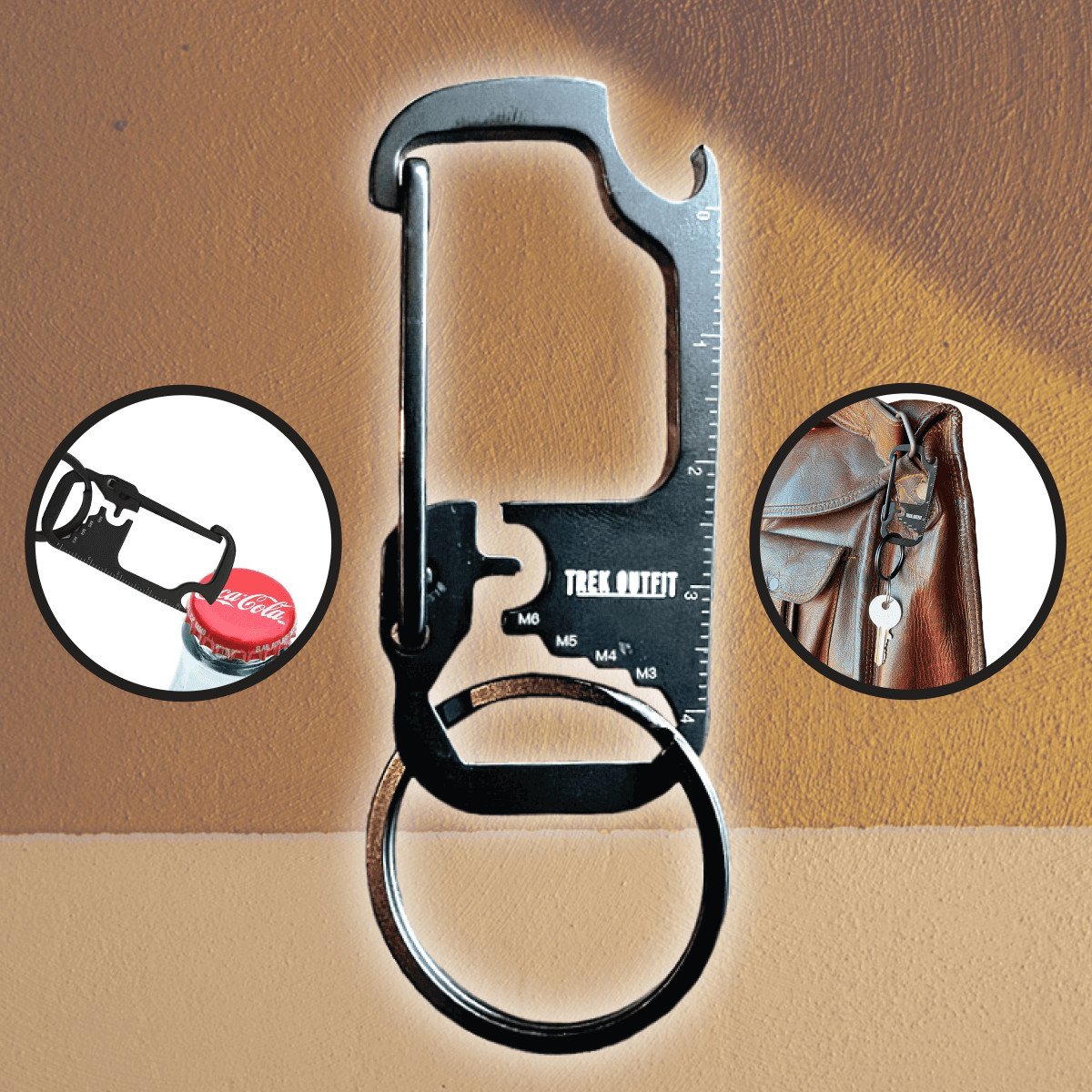 2-Pack Trek Outfit EDC Multi-Tool Keychain: Hex Wrench & Bottle Opener