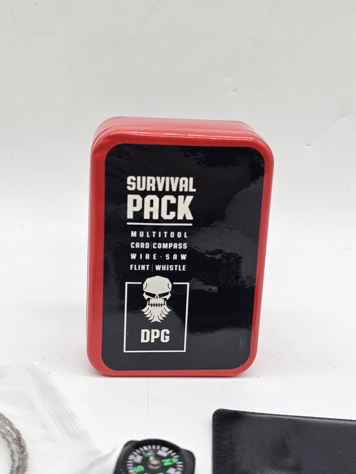 DPG Survival Pack MultiTool Card Compass Wire Saw Flint Whistle